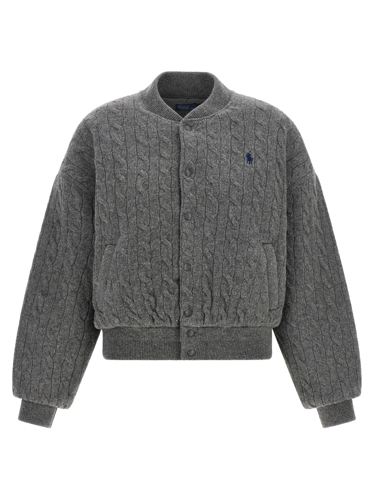 Polo Ralph Lauren Padded Knit Braided Bomber Jacket Grey
