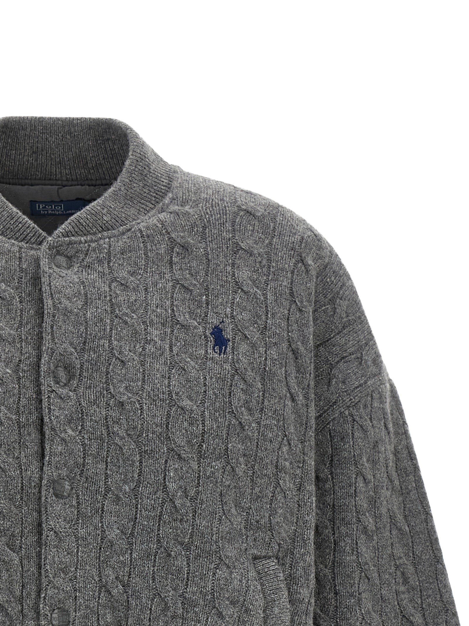 Polo Ralph Lauren Padded Knit Braided Bomber Jacket Grey