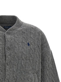 Polo Ralph Lauren Padded Knit Braided Bomber Jacket Grey