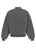 Polo Ralph Lauren Padded Knit Braided Bomber Jacket Grey, view 2