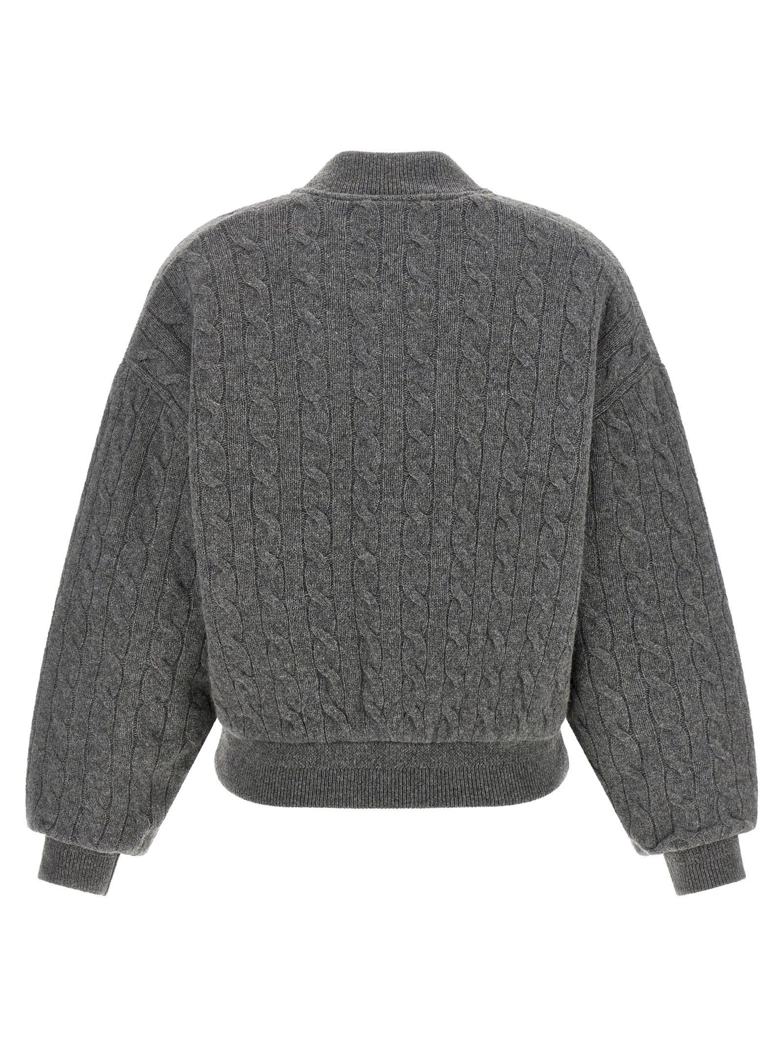 Polo Ralph Lauren Padded Knit Braided Bomber Jacket Grey