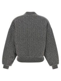 Polo Ralph Lauren Padded Knit Braided Bomber Jacket Grey