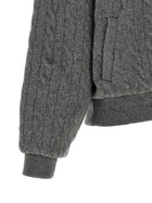 Polo Ralph Lauren Padded Knit Braided Bomber Jacket Grey, view 4