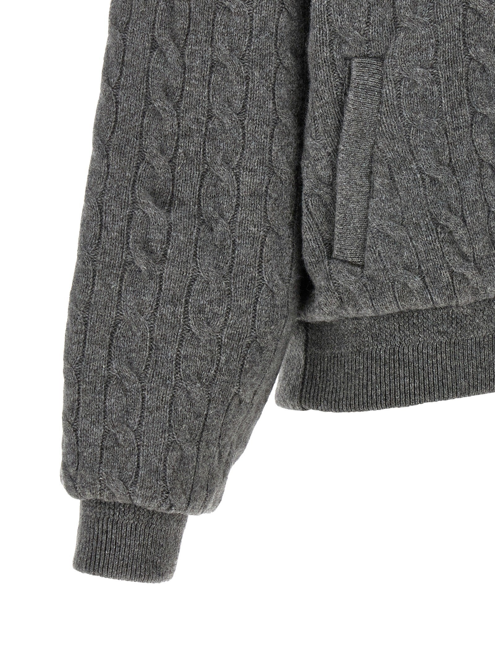 Polo Ralph Lauren Padded Knit Braided Bomber Jacket Grey