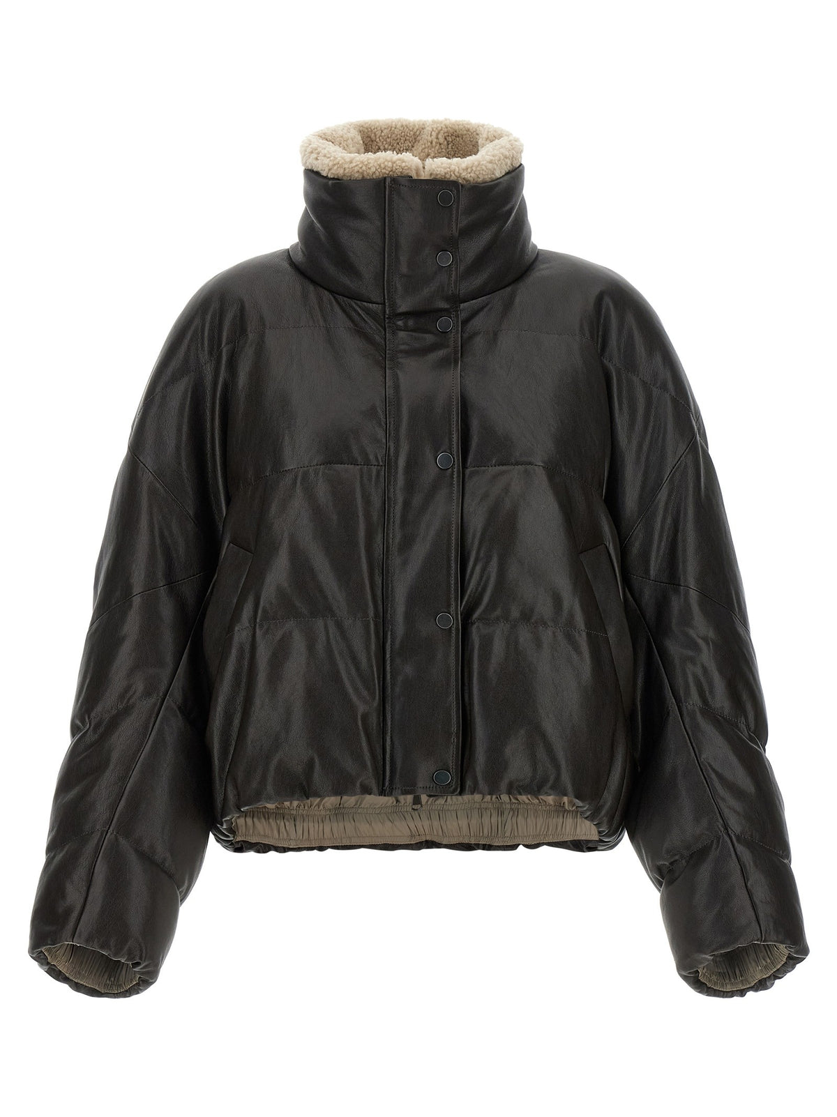 Brunello Cucinelli Padded Leather Jacket Brown
