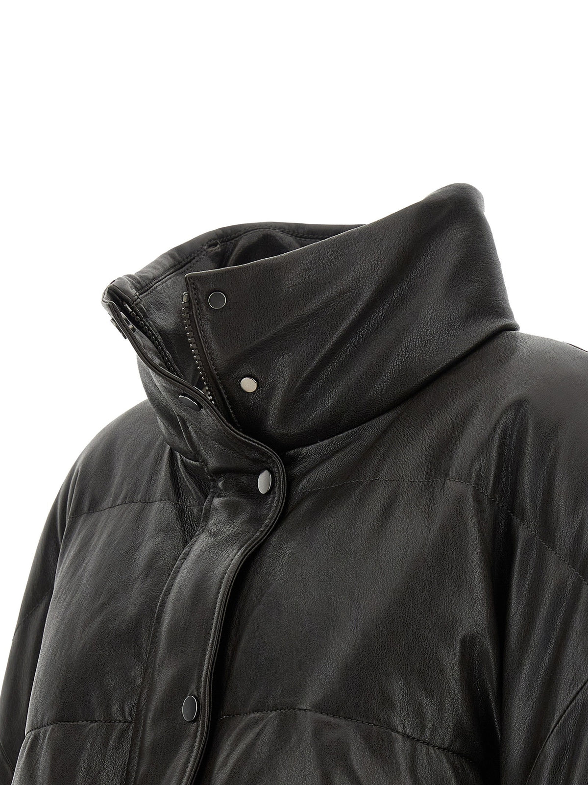 Brunello Cucinelli Padded Leather Jacket Brown