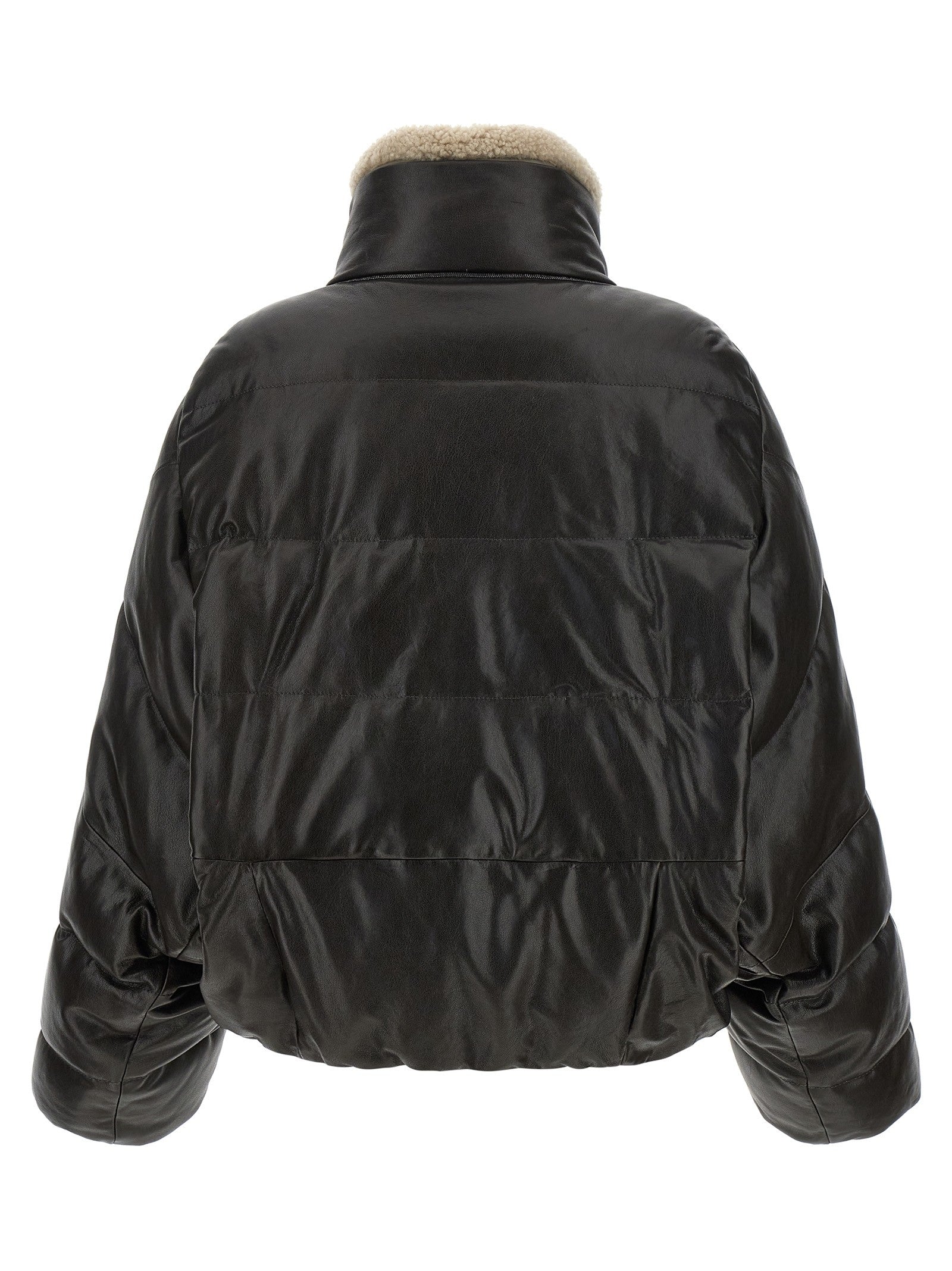 Brunello Cucinelli Padded Leather Jacket Brown