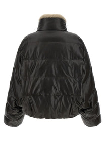 Brunello Cucinelli Padded Leather Jacket Brown