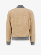 Brunello Cucinelli Men's Padded Suede Jacket Beige, view 2
