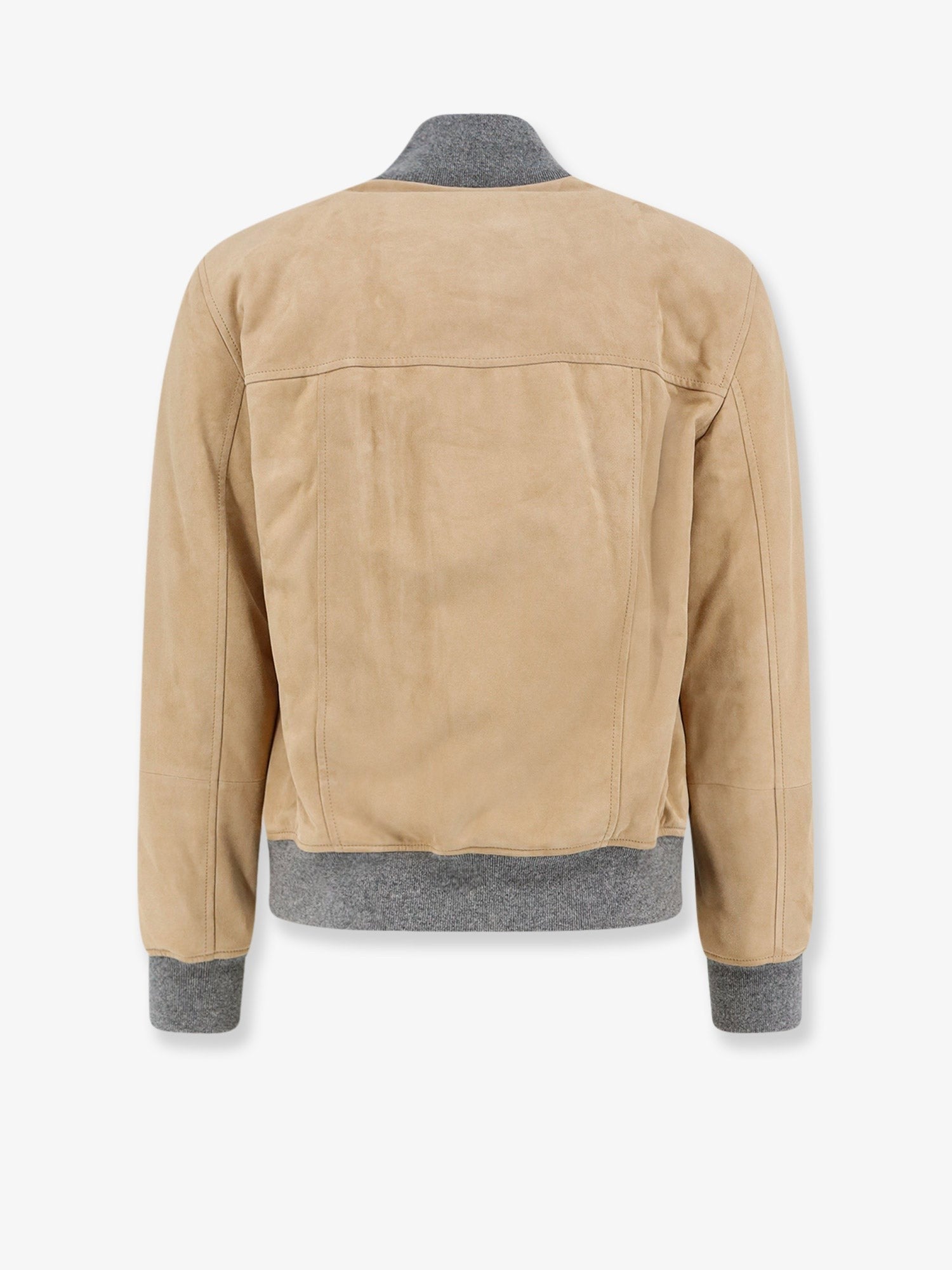 Brunello Cucinelli Men's Padded Suede Jacket Beige