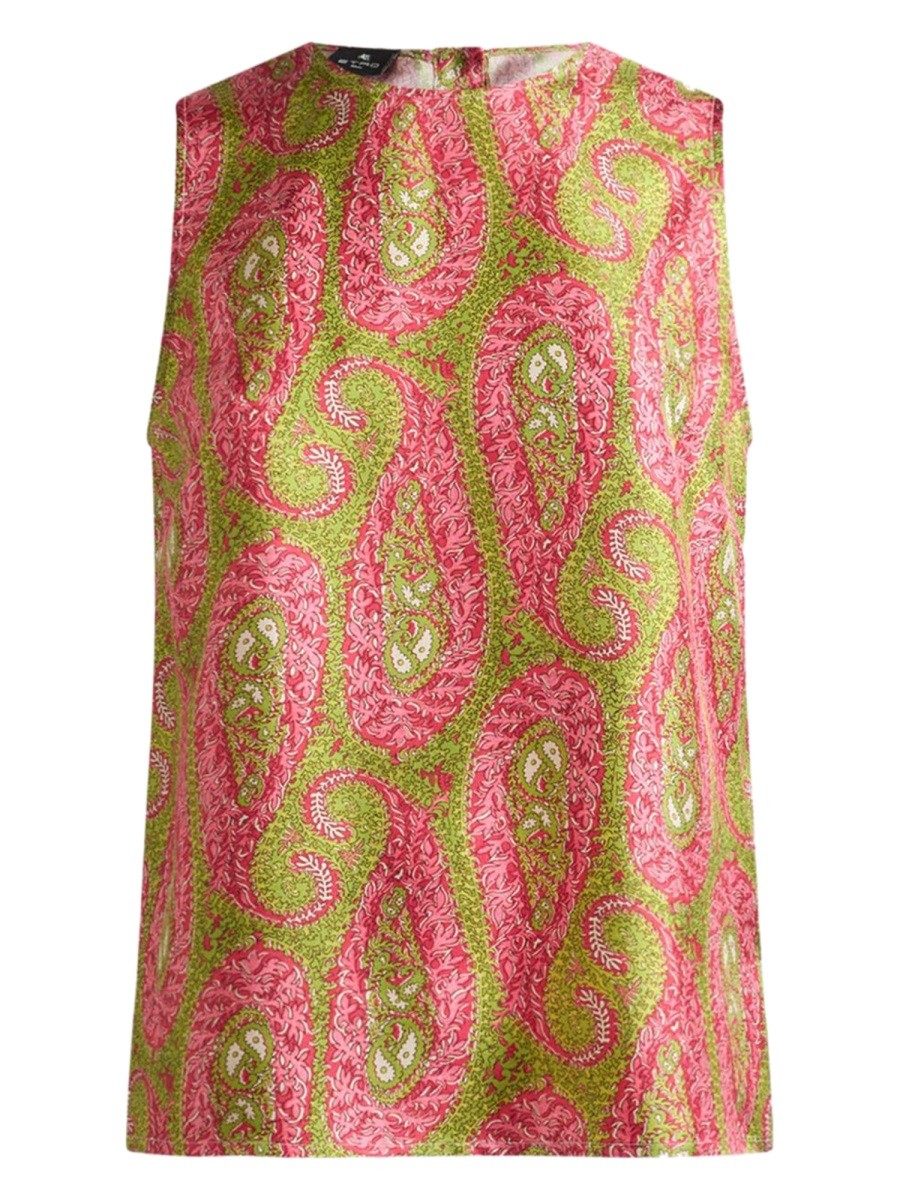 ETRO Women's Paisley Foliage Pattern Top Multicolor