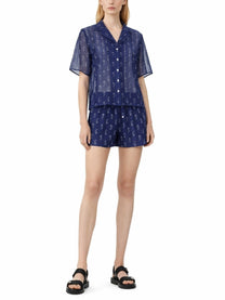 Tory Burch Women's Paisley Print Shirt Blue