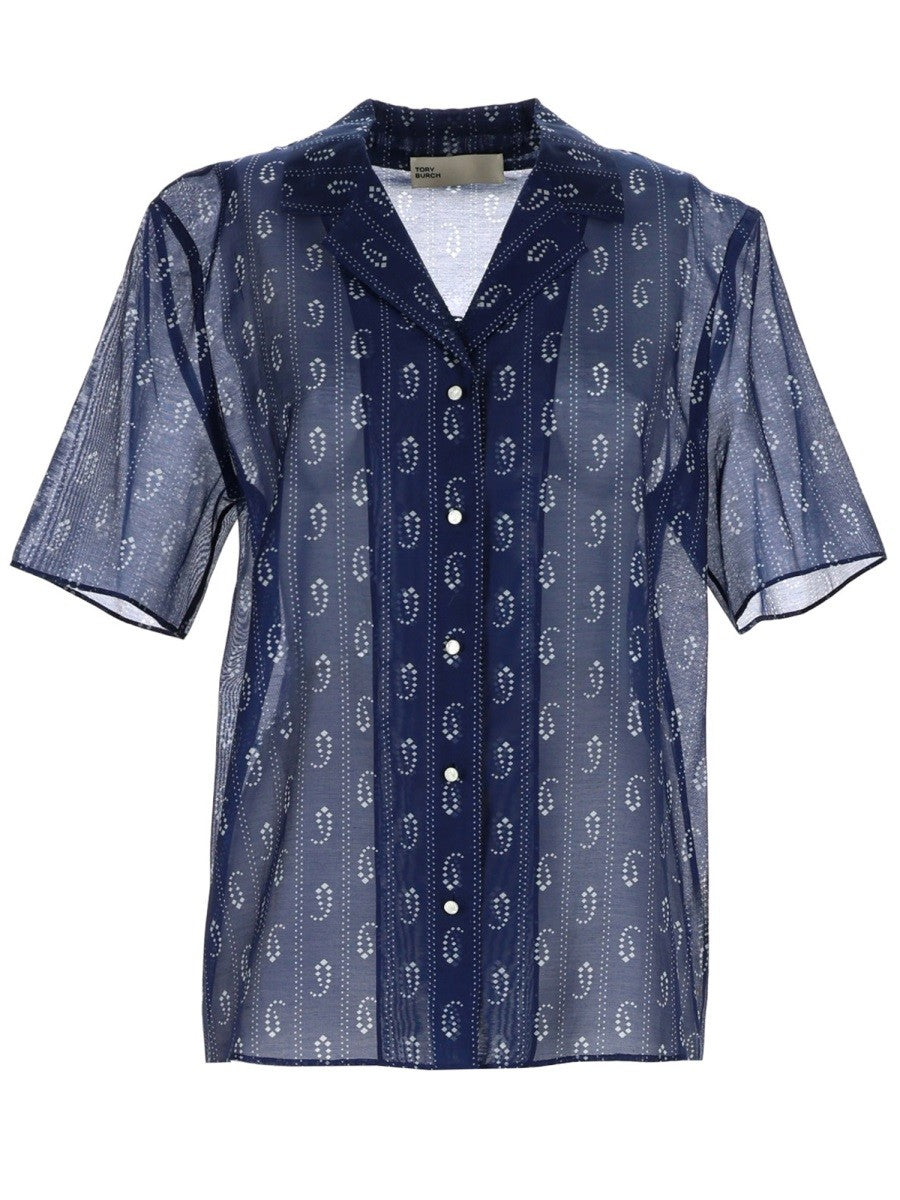 Tory Burch Women's Paisley Print Shirt Blue