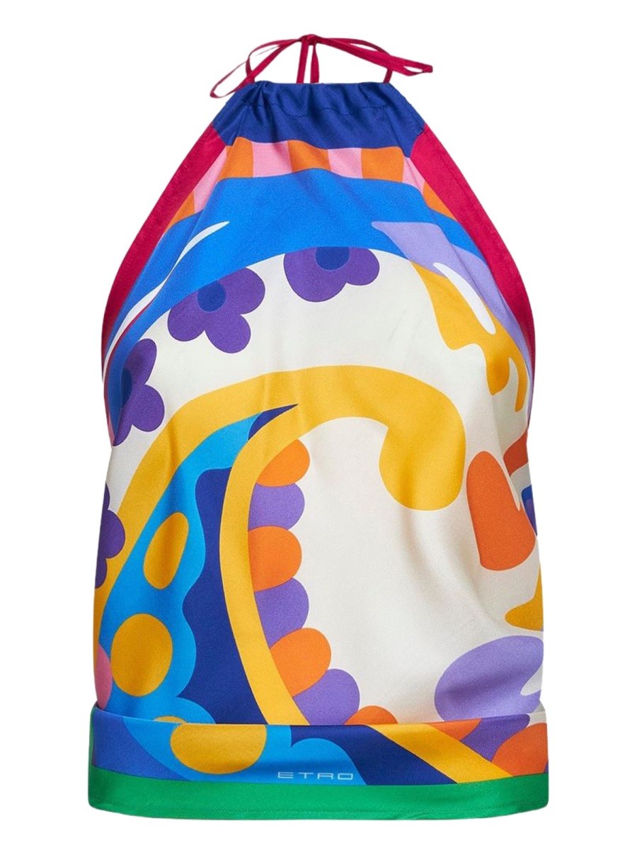 ETRO Women's Paisley Print Silk Top Multicolor