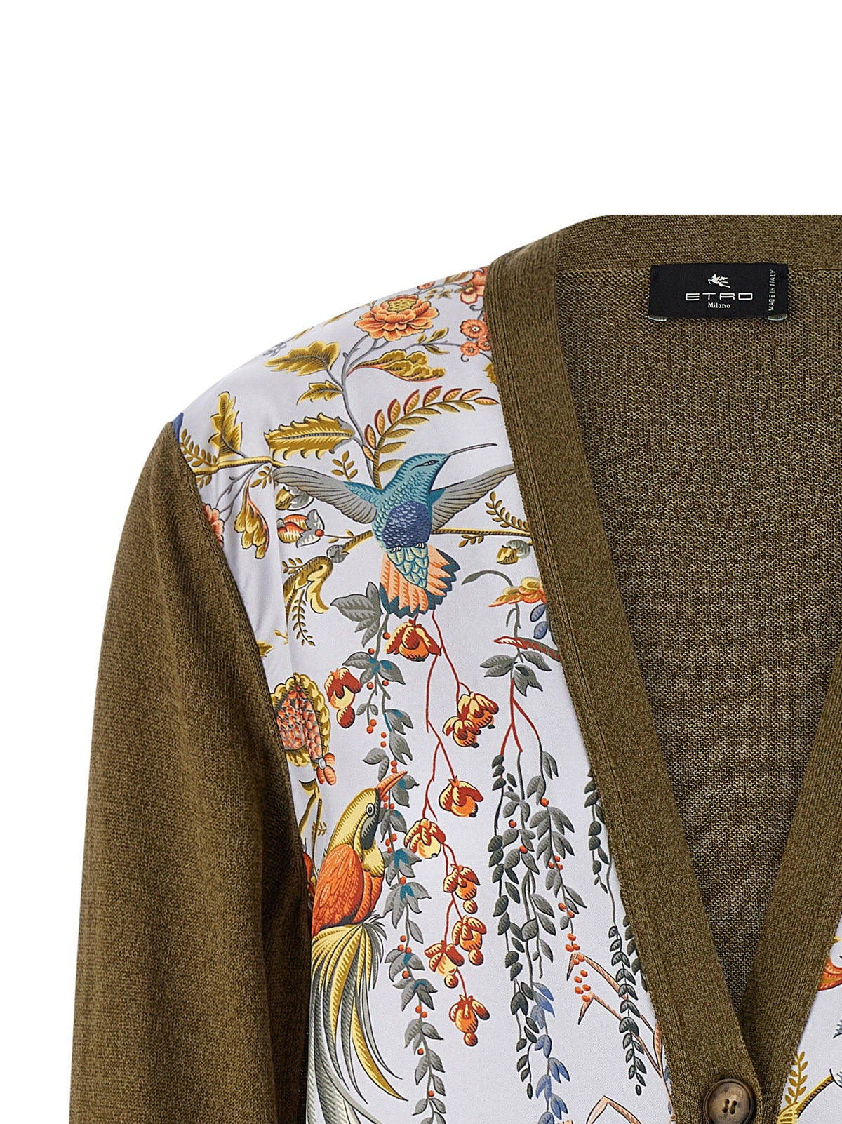ETRO Paisley Silk Insert Cardigan Green, view 3