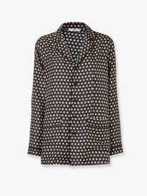 Fendi Women's Pajamas Printed Silk Shirt Black