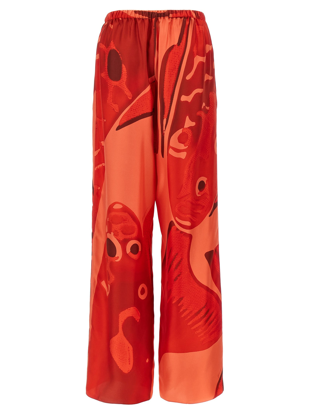 Ferragamo Palazzo Silk Pants Red, view 2