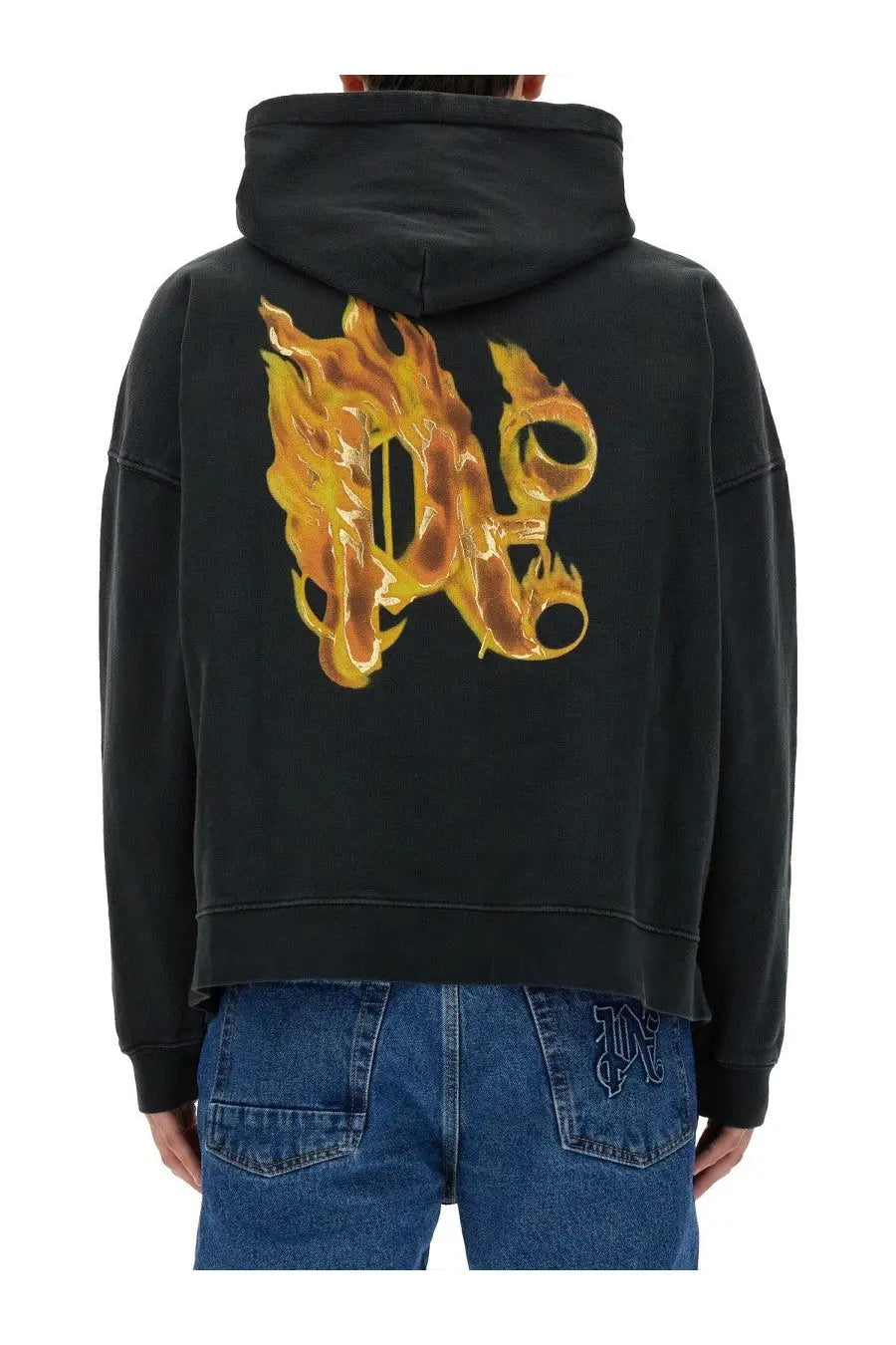 Palm Angels Men's Burning Monogram Print Sweatshirt Black, view 3