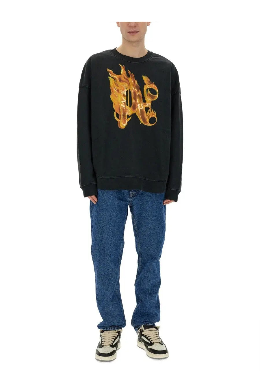 Palm Angels Men's Burning Monogram Print Sweatshirt Black, view 2