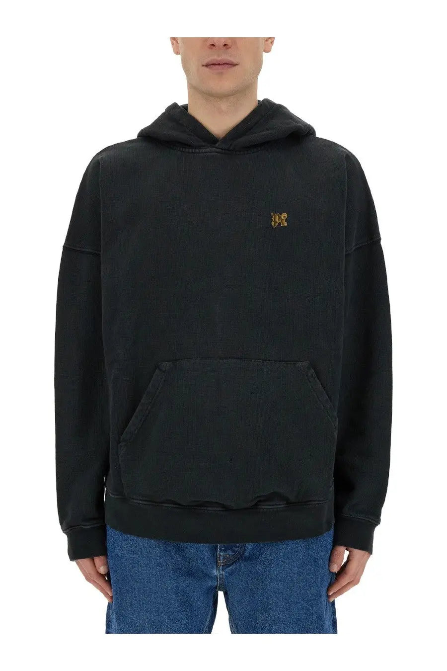 Palm Angels Men's Burning Monogram Print Sweatshirt Black