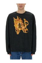 Palm Angels Men's Burning Monogram Print Sweatshirt Black