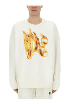 Palm Angels Men's Burning Monogram Print Sweatshirt White