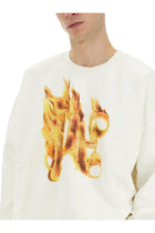 Palm Angels Men's Burning Monogram Print Sweatshirt White, view 4