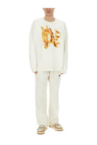 Palm Angels Men's Burning Monogram Print Sweatshirt White, view 2