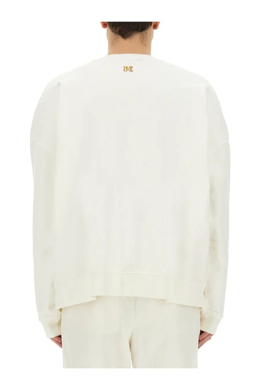 Palm Angels Men's Burning Monogram Print Sweatshirt White, view 3