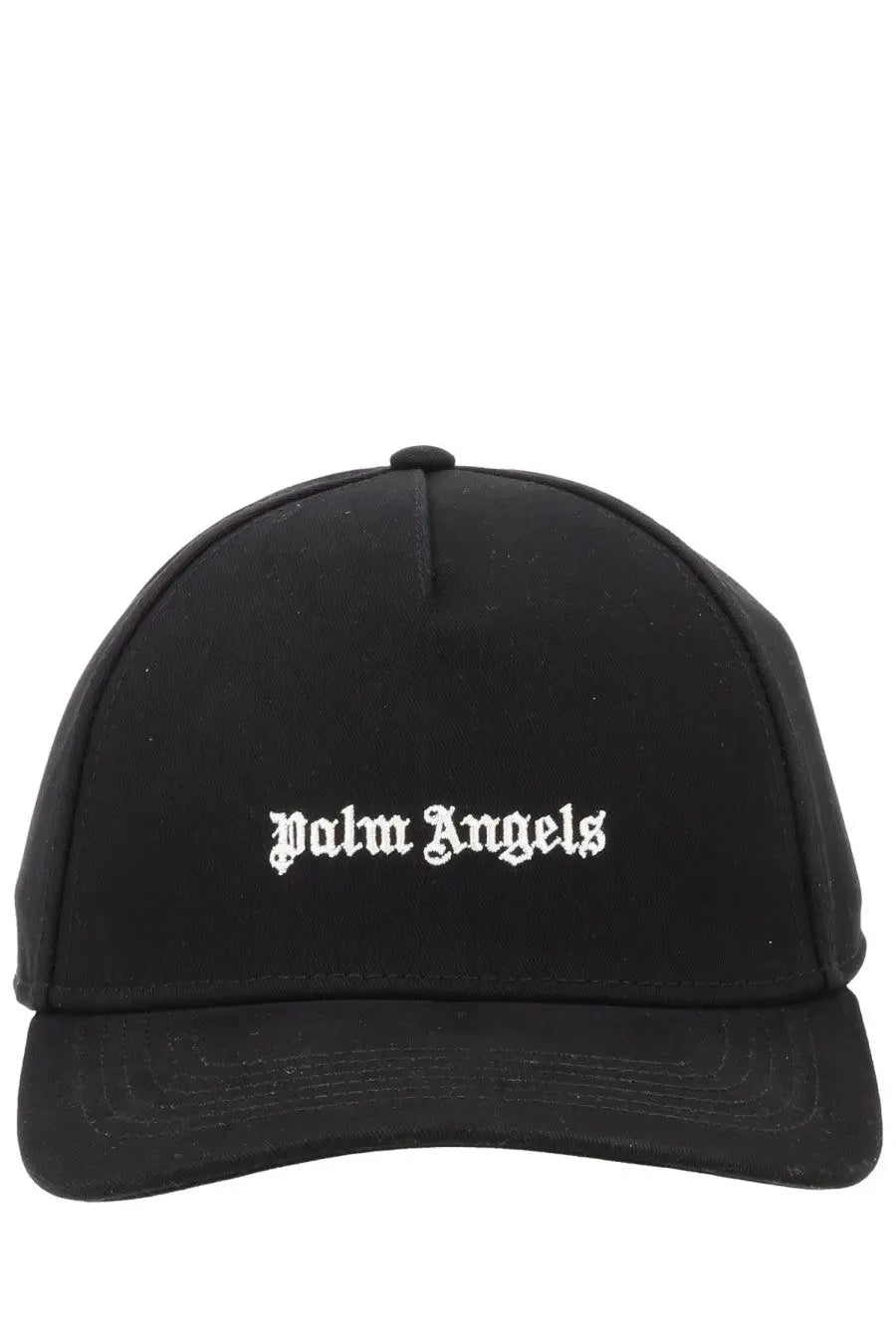 Black palm angels baseball cap with white embroidered logo in cotton for men casual wear