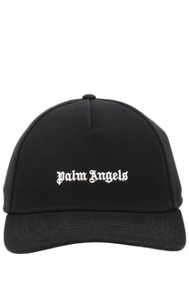 Black palm angels baseball cap with white embroidered logo in cotton for men casual wear