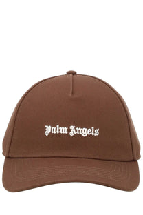 Brown palm angels men’s baseball cap in cotton with white embroidered logo for casual wear