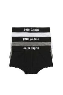 Palm angels men’s confezione da tre boxer multicolor with black gray and white fabric and classic logo waistband