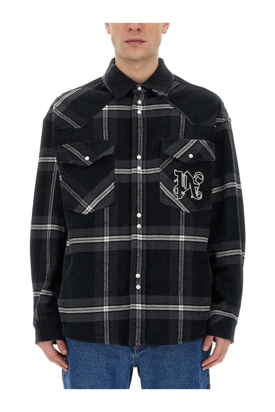 Palm Angels Men's Monogram Shirt Grey