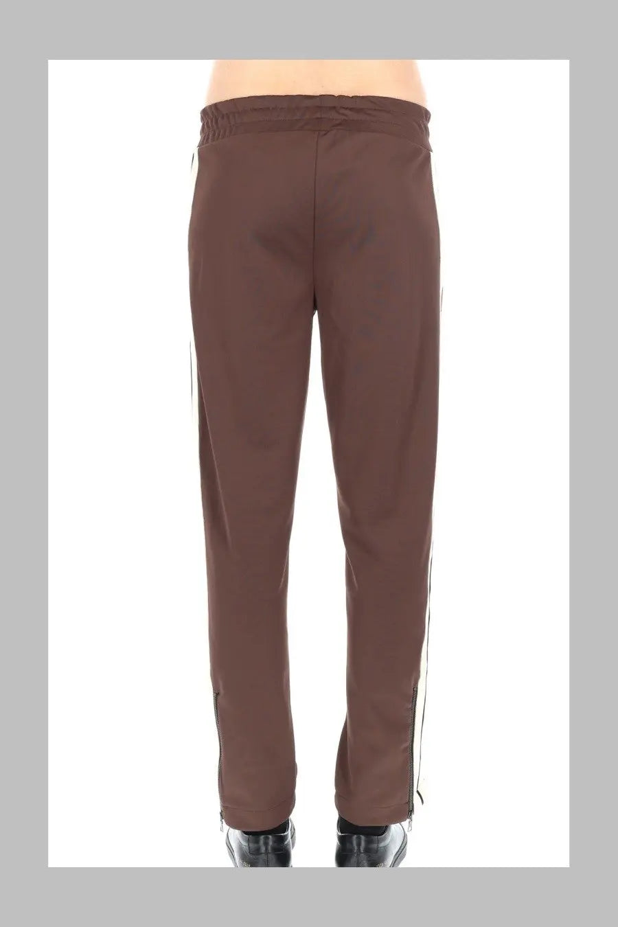 Palm angels men’s pantalone track classic brown athletic pants with white side stripes and drawstring waistband