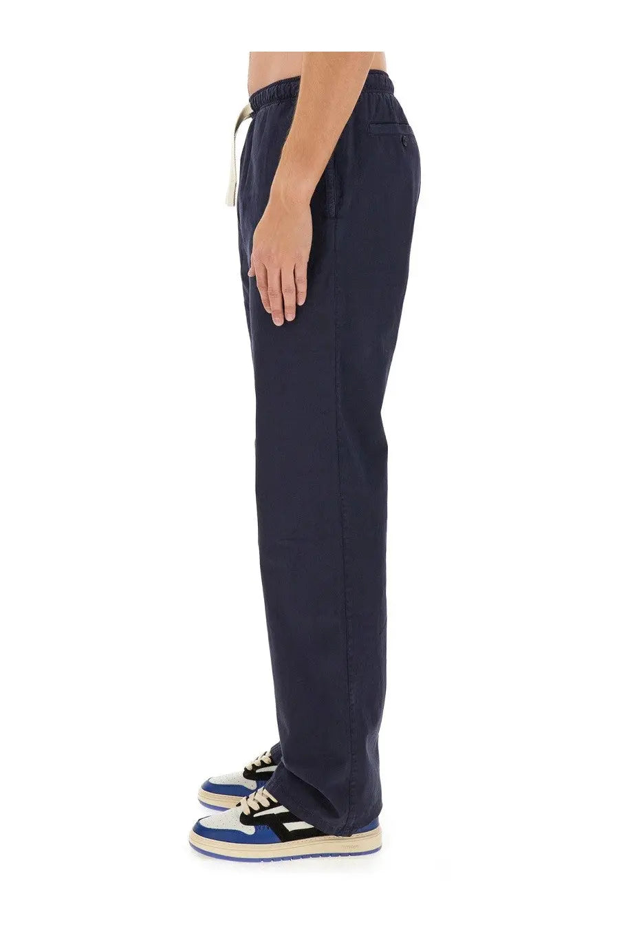 Navy blue cotton Palm Angels men’s joggers with drawstring waistband and side pockets for casual wear