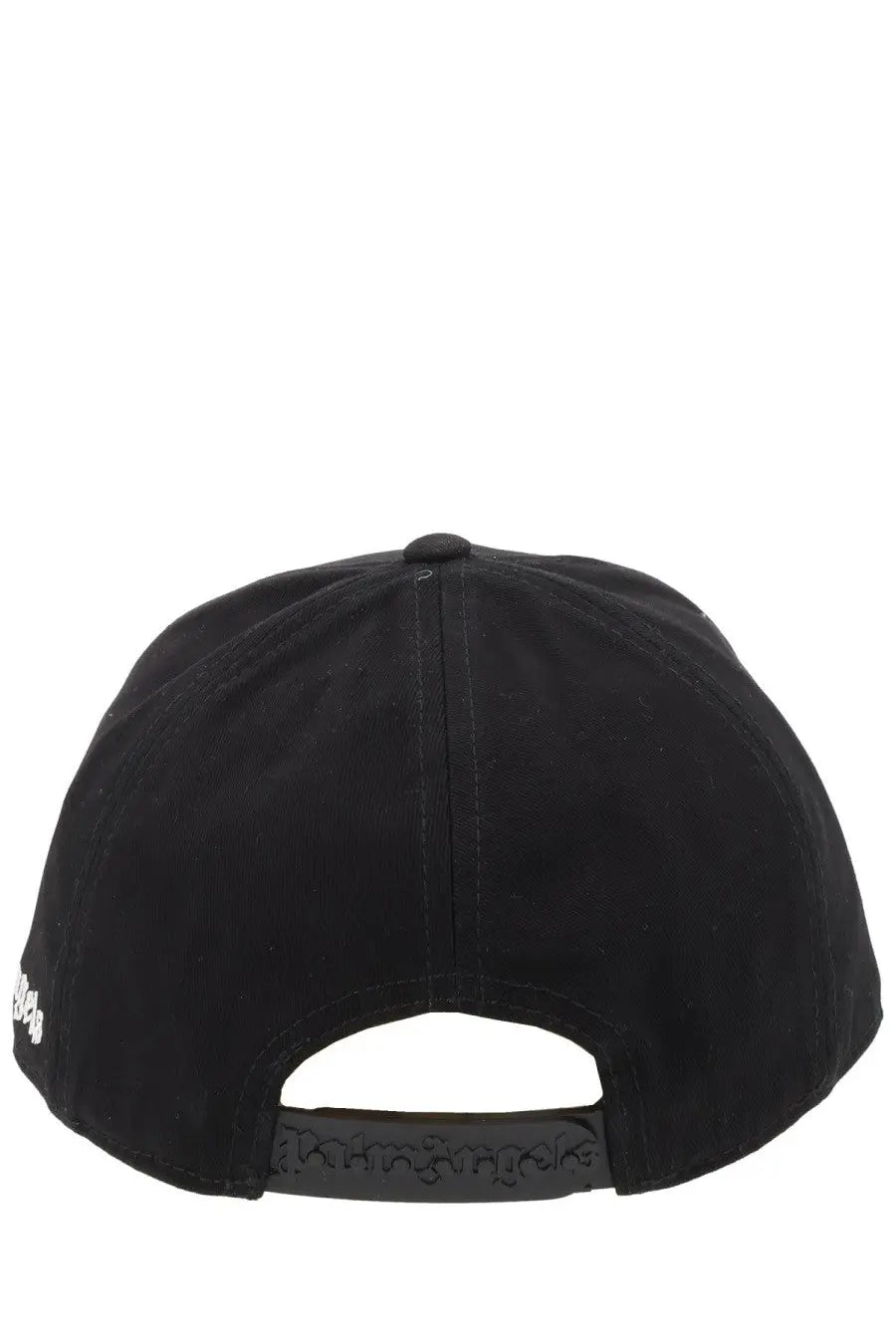 Black palm angels women’s cappello da baseball bear cap with white logo and textured adjustable strap back view