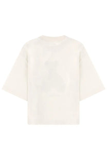 Off-white oversized Palm Angels women’s shirt bear white with subtle faint bear silhouette printed on the back