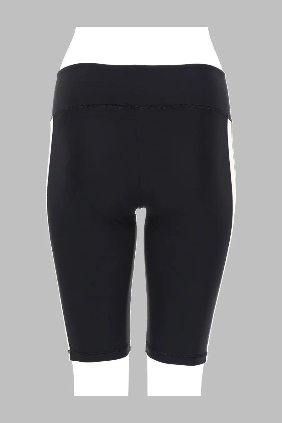 Black high-waisted Palm Angels women’s bike shorts with white side stripes for track and casual wear