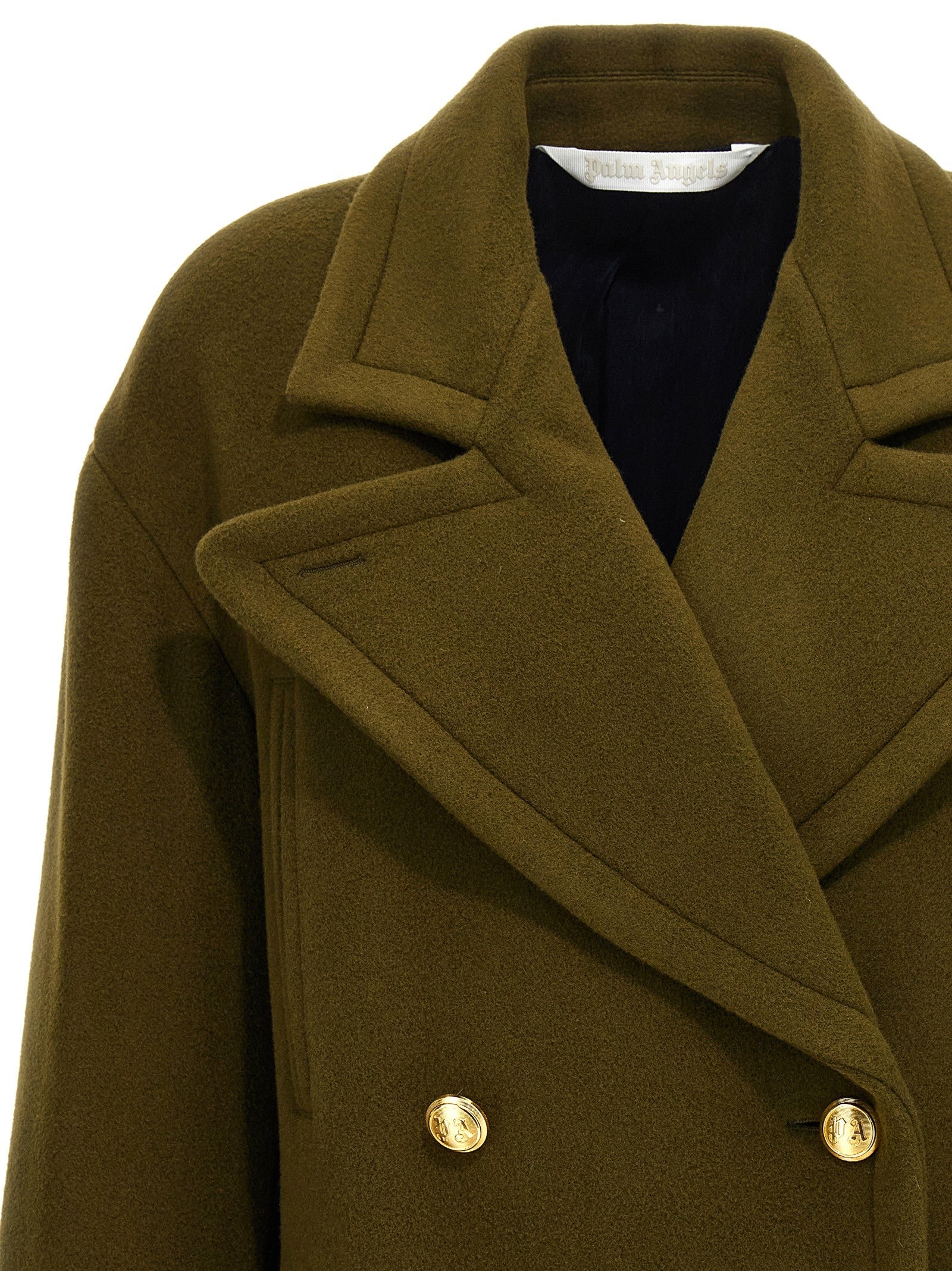 Palm Angels Palm Embroidery Coat Green