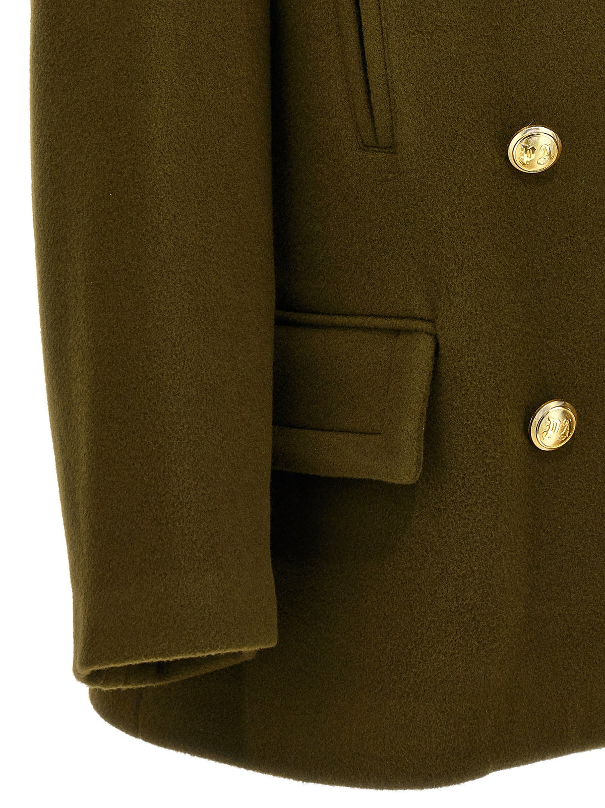 Palm Angels Palm Embroidery Coat Green