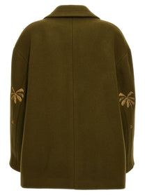 Palm Angels Palm Embroidery Coat Green
