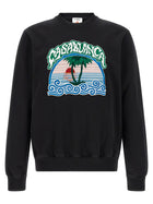 Casablanca Palm Tree Emblem Embroidered Sweatshirt Black