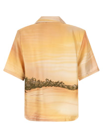 AMIRI Palms SE Camp Bowling Shirt Gold