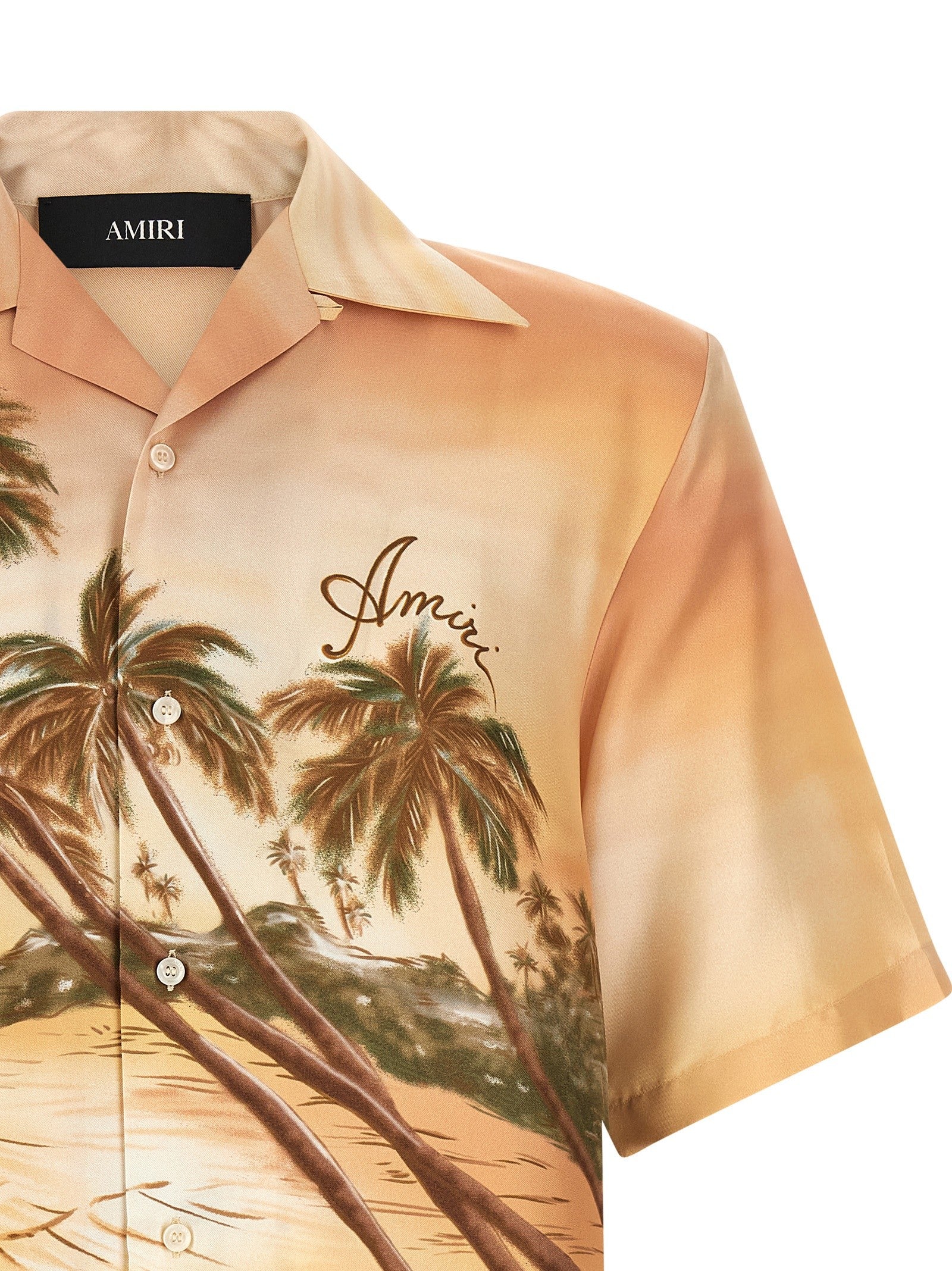 AMIRI Palms SE Camp Bowling Shirt Gold