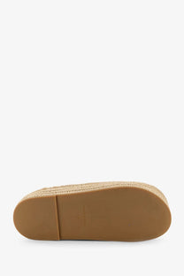 Beige woven espadrille flat shoe with tan rubber sole from paloma barcelo women’s belinda leather and raffia sandals black