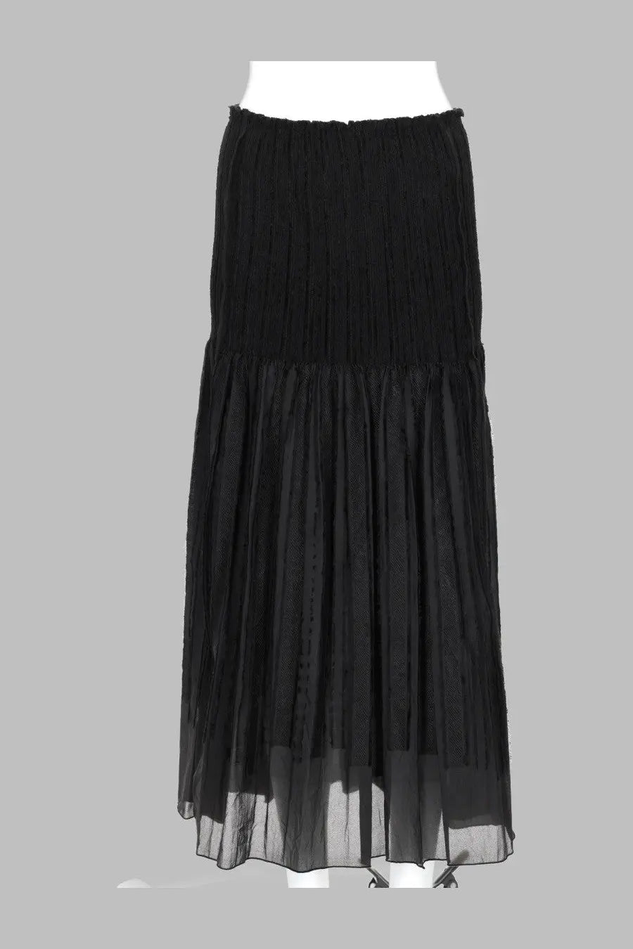 Paloma Wool women’s gonna long Lupe black pleated midi skirt with layered semi-transparent tulle overlay