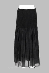 Paloma Wool women’s gonna long Lupe black pleated midi skirt with layered semi-transparent tulle overlay