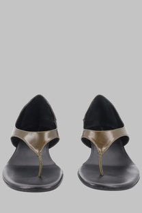 Paloma Wool women’s sandalo isabella brown black and bronze leather thong sandals with sleek minimalist design