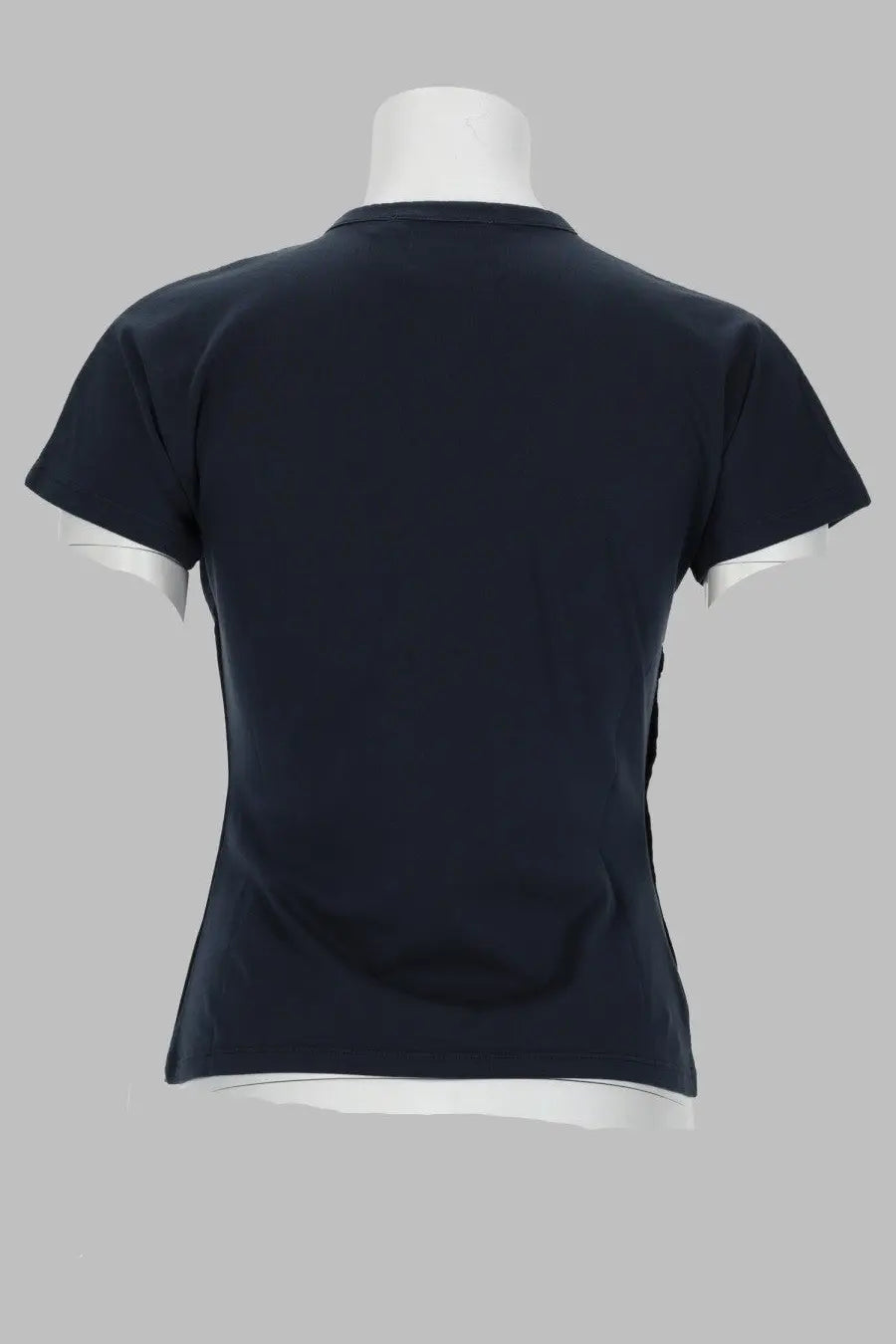 Navy blue short-sleeved Paloma Wool womens t-shirt Olimpia Blue with white trim on sleeves and hem